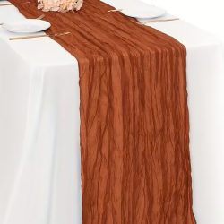 Chemin de table froissé Terracotta 3m