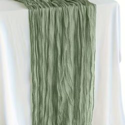 Chemin de table froissé Vert sauge 3m