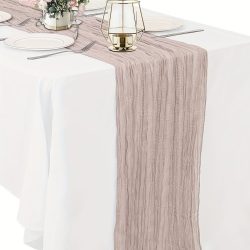 Chemin de table Froissé Vieux Rose 3m