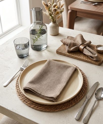 serviette effet lin